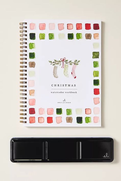 Emily Lex Studio | Anthropologie Watercolor Workbook, Anthropologie Gifts, Holiday Watercolor, Gold Jars, Watercolor Holiday, Themed Illustrations, Holiday Puzzle, Twelve Days Of Christmas, Candle Gift Set