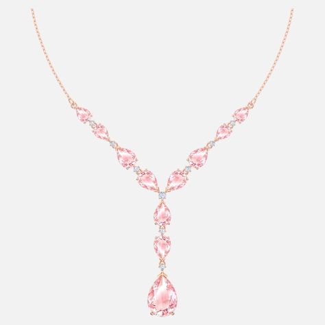 Pink Jewel Necklace, Pink Prom Jewelry, Quince Jewelry, Rose Gold Statement Necklace, Elegant Statement Necklace, Collar Rosa, Spring Court, Swarovski Jewelry Necklace, 2023 Prom