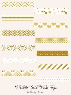 Washi Tape Digital, Washi Tape Png, Vintage Stamps Postage, Tape Png, Gold Washi Tape, Ed Wallpaper, Wash Tape, Gold Clipart, Washi Tape Planner