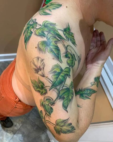 52 Lovely and Exceptional Vine Tattoos Ideas and Designs On Arm Climbing Vine Tattoo, Aster Tattoos, Aster Tattoo, Rose Vine Tattoos, Plant Tattoos, Ivy Tattoo, Vine Tattoo, Flower Tattoo Ideas, Tattoos To Cover Scars