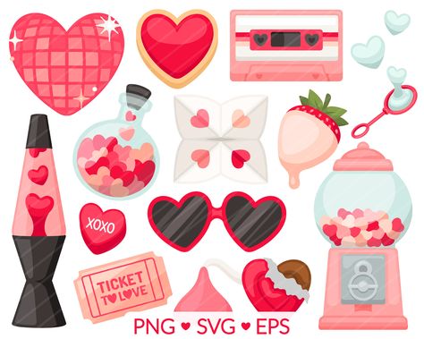 Valentines Clipart Cute, Strawberry Disco Ball, Disco Valentines, Valentines Disco, Candy Bubbles, Valentines Day Illustration, Valentines Clipart, Candy Clipart, Valentines Bricolage