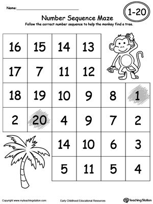 Practice recognizing number sequence 1 through 20 by following the correct numbers through the maze with this printable worksheet. Kindergarten Sequencing Worksheets, Sequencing Kindergarten, Number Maze, Number Recognition Worksheets, Develop Confidence, Wristband Template, Maze Worksheet, Sequencing Worksheets, Numbers Worksheets