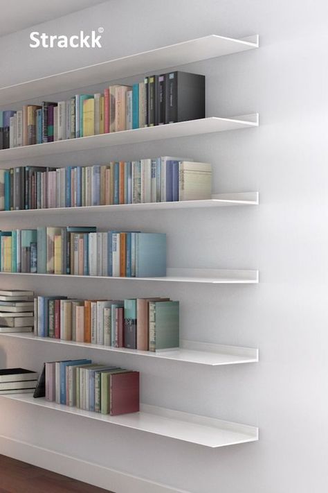 Custom Shelf, Minimalist Shelves, Floating Bookshelves, Floating Wall Shelf, Home Library Design, Wall Shelves Design, Modern Bookcase, Wall Bookshelves, Floating Wall Shelves