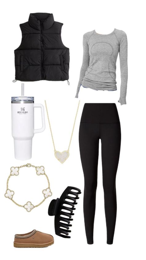 🎧🖥️🌸 Black Athletic Pants Outfit, Cute Preppy Outfits For Winter, Teen Girl Winter Outfits, That Girl Clothes, Trendy Outfits Winter 2024, That Girl Outfits, Preppy Outfits Winter, Outfits To Wear With Leggings, Cute Winter Outfits For Teens