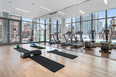 Apartment Building Interior, Building Interior Design, Apartment Gym, Chicago Luxury, Luxury Apartment Building, Building Interior, New York City Apartment, Apartment Aesthetic, Luxury Apartment