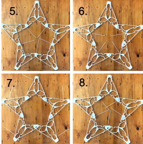 Hanger Stars Diy, Cozy Christmas Cottage, Outdoor Christmas Display, Christmas Yard Decor, Hanger Christmas Tree, Diy Christmas Star, Diy Christmas Snowflakes, Tomato Cage Christmas Tree, Outdoor Christmas Diy