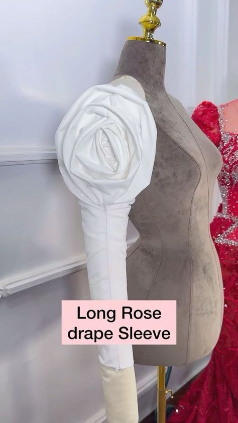 Rose drape sleeve is so beautiful and easy to make. Long sleeve is the best. | Instagram डिजाइनर कपड़े, Pattern Drafting Tutorials, Dress Patterns Diy, Easy Dress Sewing Patterns, Dress Sewing Tutorials, Ornaments Homemade, Sewing Easy Diy, Fashion Design Patterns, Sewing Tutorials Clothes