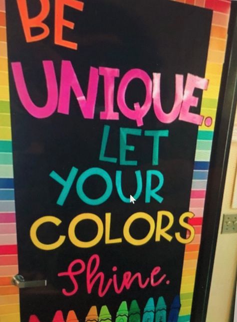 Show Your True Colors School Theme, The Future Is Bright Bulletin Board, Neon Classroom Door Ideas, Glow Classroom Theme, Shine Bright Bulletin Board Ideas, Bright Bulletin Board Ideas, Neon Classroom Decor, Door Bulletin Boards, Pto Ideas