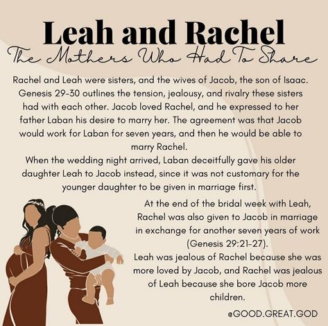 Leah Bible Character, Rachel Bible Character, Good Great God, Leah Bible, Rachel Bible, Rachel In The Bible, Mothers Of The Bible, Rachel And Leah, Bible Character Study