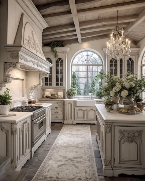 French Country Costal, French Kitchen Lighting, French Kitchen Ideas, French Country House Interior, French Villa Interior, 2023 Home Interior, Fancy Kitchen, Parisian Kitchen, Country Glam