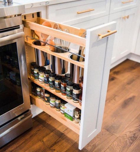 Kitchen Spice Racks, Kitchen Cupboard Designs, Kitchen Drawer Organization, Kitchen Design Modern White, Kitchen Cabinet Organization, Kitchen Drawers, Kitchen Cabinet Design, Kitchen Cupboards, Kitchen Sets