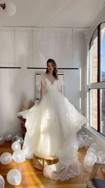 Lillie Wedding Dress, Truvelle Lillie, Floor-length Tulle Wedding Dress For Bride, Floor-length Tulle Wedding Dress, Wedding Dress Twirl Photo, Willowby Clementine, Truvelle Bridal Lillie, Truvelle Bridal, Wedding Hair Up