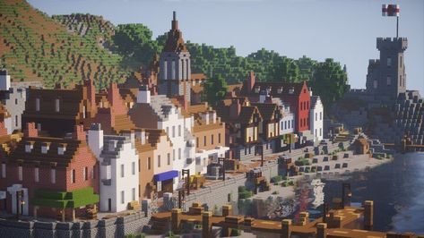 English Harbor - 19th Century Minecraft Map Minecraft Harbor Town, Minecraft Harbor Medieval, Minecraft Harbor Ideas, Minecraft Port Town, Minecraft Harbor, Minecraft Town Square, Minecraft Victorian, Minecraft Port, Minecraft Medieval Village