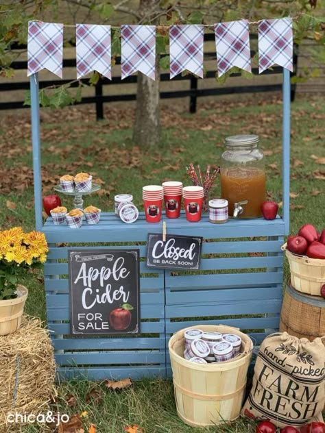 Apple Cider Stand, Cider Stand, Fall Festival Booth, Apple Theme Parties, Fall Apple Cider, Roadside Stand, Fall Festival Games, Diy Apple, Apple Festival