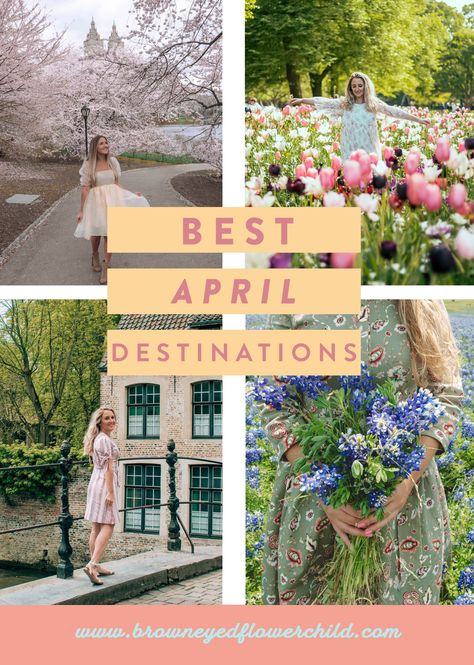 April is great for travel! From spring break at the beach to chasing spring blooms, here are the best places to visit in April in the world! Add these to your April travel bucket list for your next spring vacation. | best spring vacation destinations | best spring travel destinations | best april travel destinations | best places to go in april | where to go in april Spring Weekends, Spring Travel, Best Places To Travel In April, April Travel Destinations, Usa Vacation Destinations, April Vacation, April Travel, Spring Travel Destinations, Spring Hiking