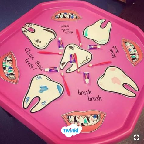 All About Me Eyfs, Tuff Tray Ideas Toddlers, Dental Health Preschool, Tuff Tray Ideas, Tuff Spot, Children Health, Eyfs Classroom, People Who Help Us, All About Me Activities