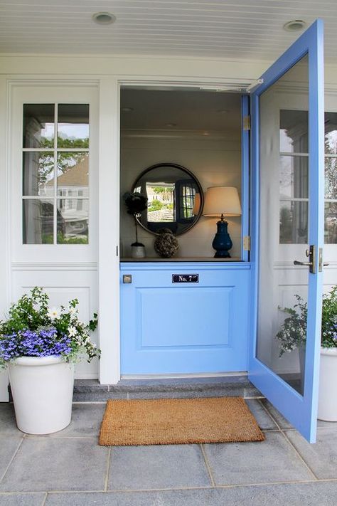 Dutch Doors Exterior, Farmhouse Front Door, Dutch Door, Farmhouse Front, Door Ideas, Door Color, Diy Door, Beach Cottages, Exterior Doors