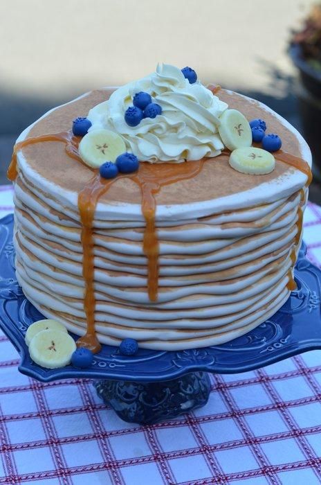 Pancakes Cake, Pancake Shapes, Stack Of Pancakes, Pancake Cake, Delicious Deserts, Sculpted Cakes, Funny Birthday Cakes, Pancake Stack, Birthday Cakes For Men