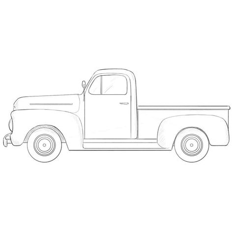 Old Ford Pickup Truck, Old Ford Pickups, Truck Drawing, Truck Tattoo, Old Ford Truck, Ford Company, Travel Journal Scrapbook, Old Ford Trucks, Old Pickup