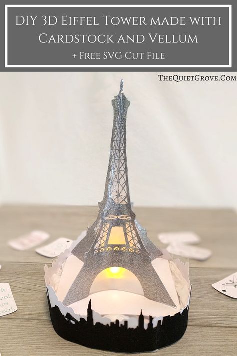 Cricut Banners, Eiffel Tower Craft, Diy Eiffel Tower, 3d Cricut, 3d Eiffel Tower, Cricut Templates, Paris Birthday, Paris Decor, Tower Design