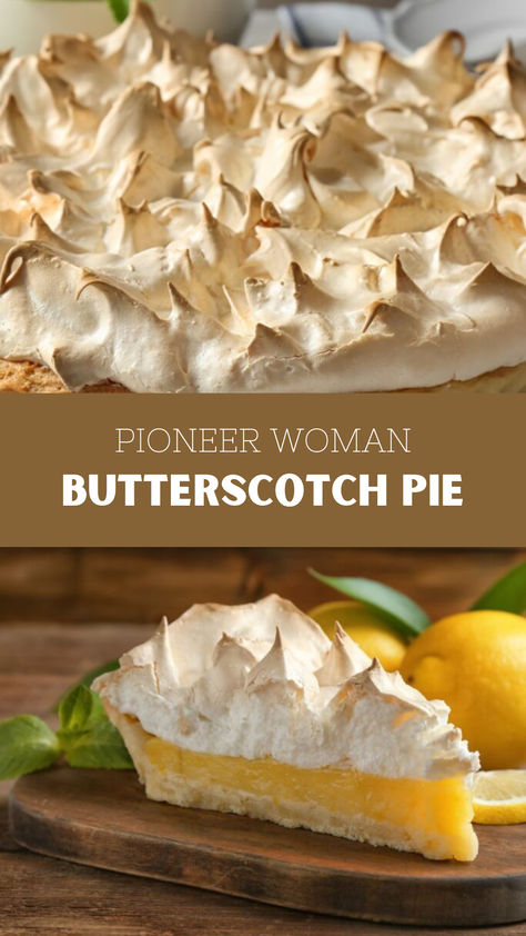 Pioneer Woman Butterscotch Pie Pumpkin Cream Pie Pioneer Woman, Amish Butterscotch Pie, Butterscotch Meringue Pie, Hoosier Sugar Cream Pie, Magic Melted Butter Pie Dough, Pie Recipes Dessert, Pioneer Woman Recipes Dinner, Pioneer Woman Desserts, Butterscotch Pie Recipe