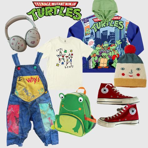 Ninja Turtles Outfit, Kidcore Outfit Boy, Kid Core Aesthetic Outfit, Scenecore Aesthetic Outfit, Kidcore Oc, Ninja Turtle Outfit, Clowncore Outfit, Sfw Agere, Kidcore Outfit