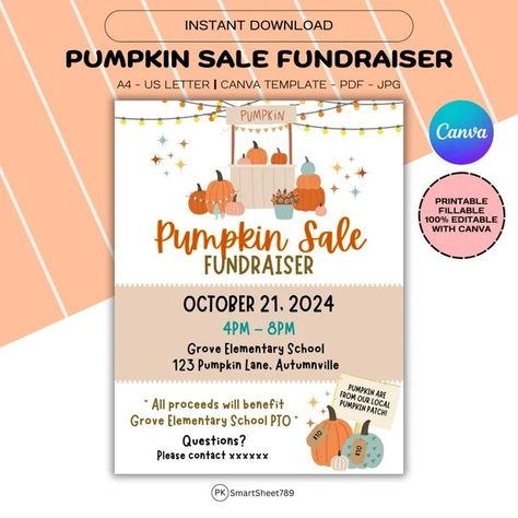 SmartSheet789 - Etsy Thailand Halloween Fundraiser, Pta Fundraising, Back To School Checklist, Pumpkin Carving Contest, School Pto, Pta School, Harvest Fest, School Checklist, Fundraiser Flyer