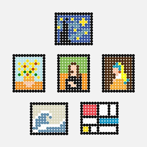 World's Most Famous Painting in pixel art Amazing Perler Bead Creations, Pixel Art Painting, Stitch Pokemon, Pokemon Pattern, Easy Perler Beads Ideas, Tiny Cross Stitch, Art Perle, Hama Beads Design, Perler Bead Templates