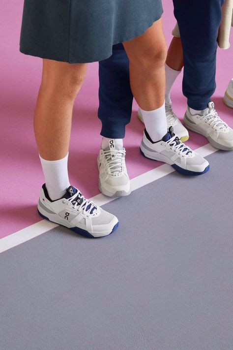 THE ROGER Clubhouse Pro Youth for Youth | Undyed, White & Blue | On Canada The Roger Clubhouse, Indigo Shoes, Rogers Centre, Tempo Run, Interval Workout, High Intensity Workout, White Socks, Cloud White, Waterproof Outdoor