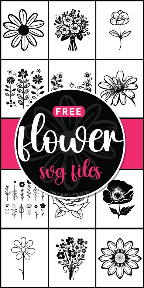 Blossom your creativity with free flower SVG files! Explore a garden of beautiful designs perfect for adding a touch of nature's charm to your crafts. 🌸🌼 Cricut Svg Flowers, Laser Flower Design, Vinyl Flowers Cricut, Cricut Flowers Svg, Circuit Svg Files Free, Free Svg Files For Cricut Commercial Use, Flower Stencils Printables Free, Garden Svg Free, Free Flower Svg Files For Cricut