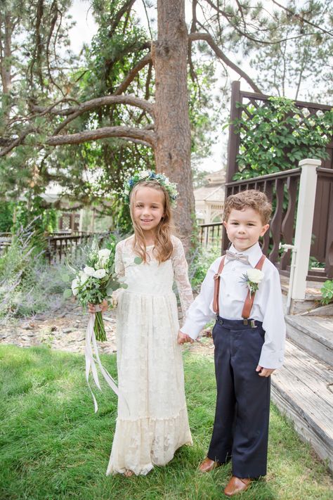 Boho Ring Bearer, Boho Chic Wedding Flowers, Wedding Ring Bearer Outfit, Flower Girl Inspiration, Boho Wedding Ring, Ring Bearer Flower Girl, Boho Flower Girl, Groom And Groomsmen Suits, Bearer Outfit