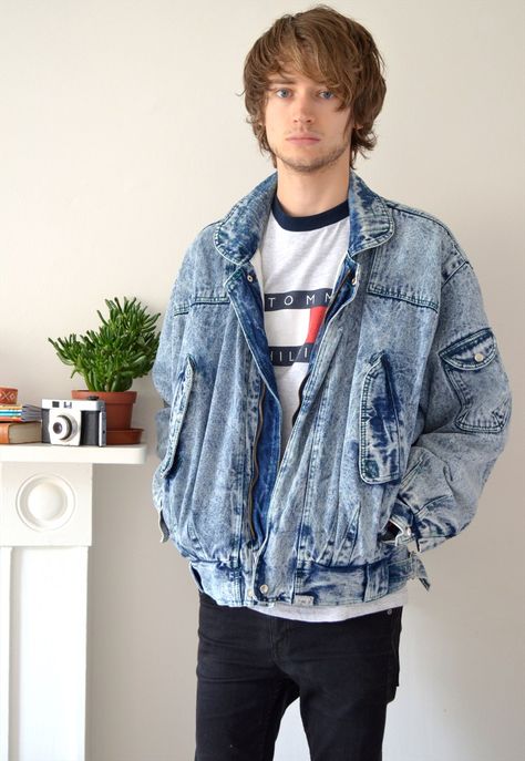 90s Vintage Acid Wash Oversized Padded Lined Denim Jacket | Ica Vintage | ASOS Marketplace Acid Wash Denim Jacket For Streetwear, Vintage Oversized Acid Wash Outerwear, Acid Wash Retro Denim Jacket, Acid Wash Vintage Denim Jacket With Pockets, Oversized Acid Wash Vintage Denim Jacket, Acid Wash Denim Jacket, Lined Denim Jacket, Acid Wash Denim, Teen Boy