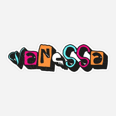 colorful Vanessa name sticker, custom name sticker for Vanessa Vanessa Name Design, Vanessa Name, Name Calligraphy, Calligraphy Typography, Name Sticker, Typography Lettering, Girl Name, Birthday Name, Design Sticker