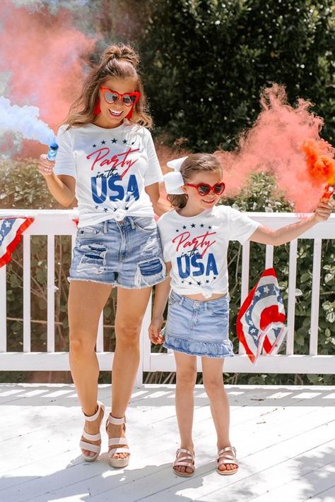 #shopthesoho #socialhouseboutique #ootd #shopthelook #usa #america 4th Of July Graphic Tee With Crew Neck, 4th Of July Graphic Cotton Tee, 4th Of July Graphic Tee Short Sleeve Shirt, Casual 4th Of July Fan Merchandise T-shirt, Trendy Short Sleeve T-shirt For 4th Of July, Party In The Usa, Gameday Couture, Fourth Of July Shirts, 4th Of July Outfits