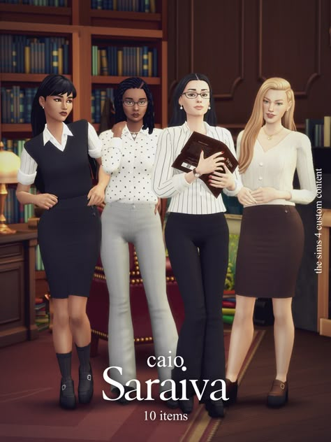 Welcome to the Saraiva Set, a collection for those who appreciate eyeglasses and the librarian vibes.

I hope you enjoy it. 😍

Public Release December 8. Mods Sims 4, The Librarian, Sims 4 Mm Cc, Tumblr Sims 4, Sims 4 Cc Folder, Sims 4 Dresses, Sims 4 Characters, Sims 4 Mm, The Sims 4 Download