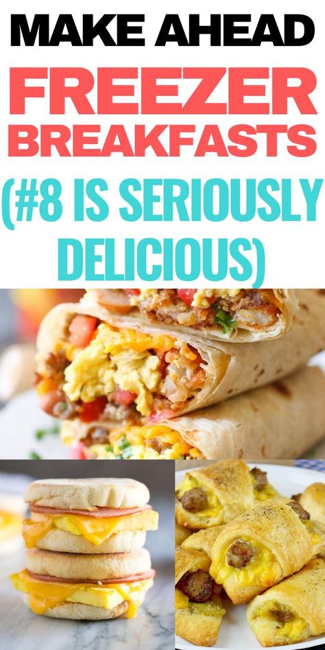 Freezer Meal Breakfast Burritos, Easy Breakfast Sandwich Ideas Freezer, Canning Breakfast Foods, Breakfast Ideas On The Go Make Ahead, Cook Ahead Breakfast Ideas, Breakfast For The Week Make Ahead, Freeze Ahead Breakfast Burritos, Uncooked Meal Prep, Dinner Freezer Meals Families