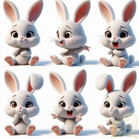 https://card9.com/ai/6-different-emotions-3d-bunny Character Emotions, Simple Characters, 3d Bunny, Simple Character, Xmas Cookies, Different Emotions, Character Sheet, Baby Bunnies, Disney Funny