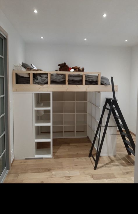 Ikea Loft, Ikea Loft Bed, Loft Beds For Small Rooms, A Loft Bed, Beds For Small Rooms, Loft Bed Plans, Bed In Closet Aesthetic, Diy Loft Bed, Bed In Closet Ideas