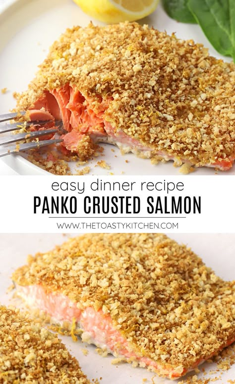 Easy Panko Crusted Salmon recipe - by The Toasty Kitchen #pankocrustedsalmon #salmon #easydinneridea #dinnerrecipe #recipe #homemade #fish #salmonrecipe #panko #breadedsalmon #dijonmustard #lemonzest Panko Salmon, Salmon Panko, Recipe With Dill, Panko Crusted Salmon, Panko Recipes, Breaded Salmon, Salmon Recipes Oven, Crusted Salmon Recipes, Salmon Filets