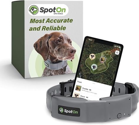 SpotOn GPS Dog Fence, App Based Wireless Dog Fence Collar, Waterproof, Reliable 128 Satellite Network GPS Dog Fence System, Battery Powered Virtual Dog GPS Tracker for All Terrain Large/Verizon Wireless Dog Fence, Location Tracking, Dog Fence, Wireless Technology, Gps Tracker, Training Your Dog, Pet Supplies Dog, Battery Life, Pet Care