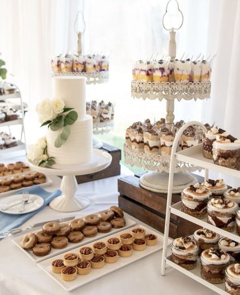 Dessert Table For Wedding Receptions, Minimalist Wedding Dessert Table, Cupcake And Cookie Display Table, Dessert Table Set Up Display Baby Shower, Live Dessert Station, Pan Dulce Bar Dessert Tables, Fruit Table Display Wedding Dessert Bars, Desert Tier Dessert Stand, Kids Dessert Table