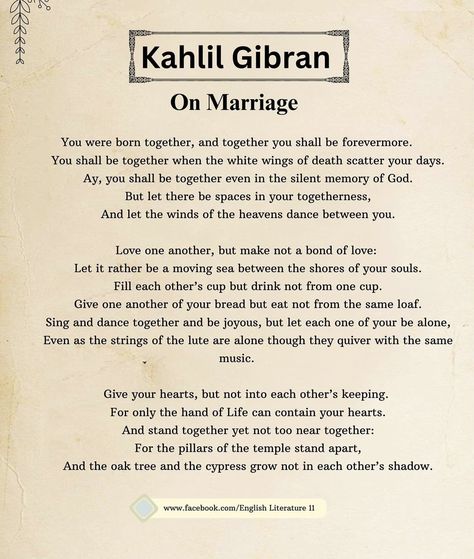 Kahlil Gibran On Marriage, Soul Words, Spirit Messages, Poems About Life, Khalil Gibran, Writing Motivation, Life Guide, Kahlil Gibran, Memorable Quotes