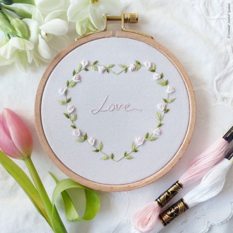 Embroidery Craft Ideas, Embroidery Hoop Diy, Wedding Embroidery Hoop, Bullion Stitch, Valentine Day List, Valentine Embroidery, Handmade Holiday Gifts, Wedding Embroidery, Gift For Valentines Day