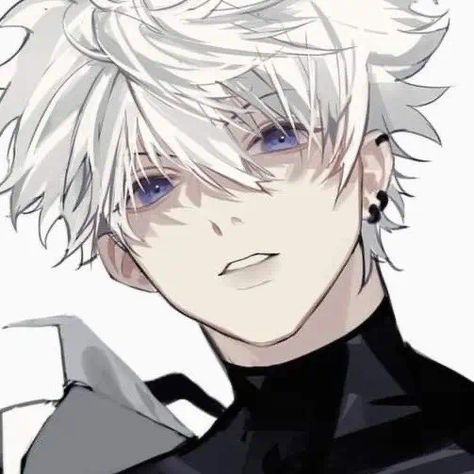 Black And White Haired Anime Guy, Male Oc With White Hair, Albino Anime Boy, Black And White Hair Anime Guy, White Hair Blue Eyes Boy, Short White Hair Character, Anime Oc White Hair, White Haired Oc Male, White Hair Blue Eyes Anime Guy