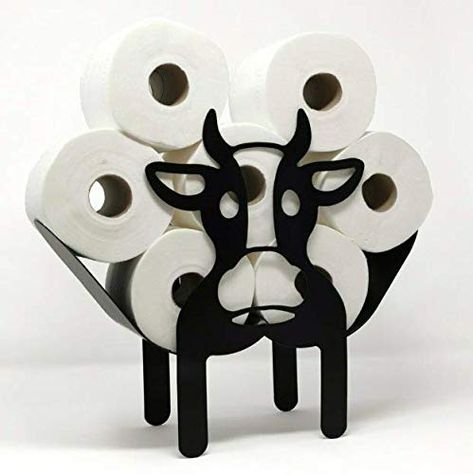 Cow Bathroom Decor Ideas, Loo Roll Holders, Metal Cow, Towel Basket, Metal Bathroom, Bathroom Storage Solutions, Bathroom Tissue, Toilet Paper Storage, Cow Decor