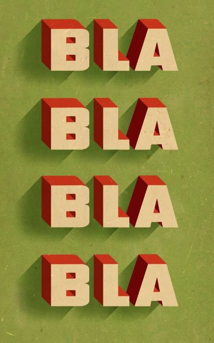 BBB Inspiration Typographie, Bla Bla Bla, 타이포그래피 포스터 디자인, 3d Typography, Illustration Photo, Types Of Lettering, Foto Art, Typography Letters, Ex Libris