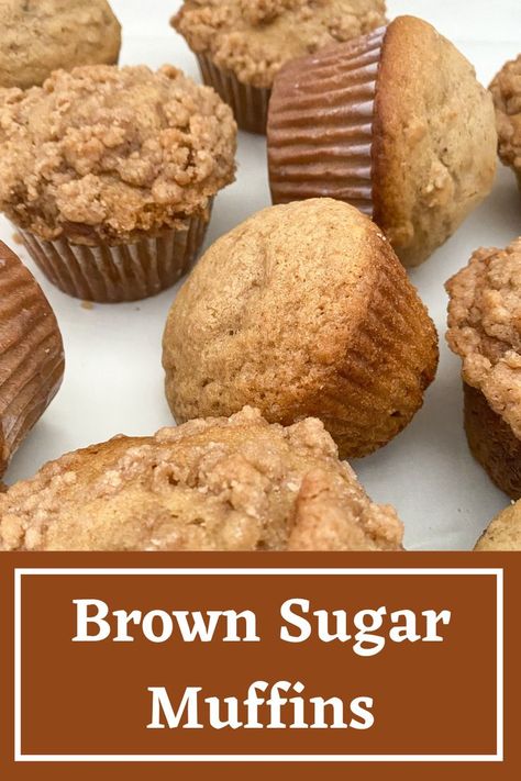 Easy muffin recipe, quick muffin recipe, streusel topping, sweet quick bread recipe Butter Muffins Recipe, Sweet Quick Bread, Brown Sugar Muffins, Easy Muffin Recipe, Quick Bread Recipe, Brown Sugar Recipes, Sugar Bread, Cream Cheese Muffins, Brown Sugar Glaze