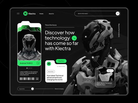 Futuristic Template Design, Futuristic Web Design Inspiration, Hi Tech Design, Design Technology, Tech Website, Futuristic Web Design, Minimalism Design, Cool Website Design, Robotics