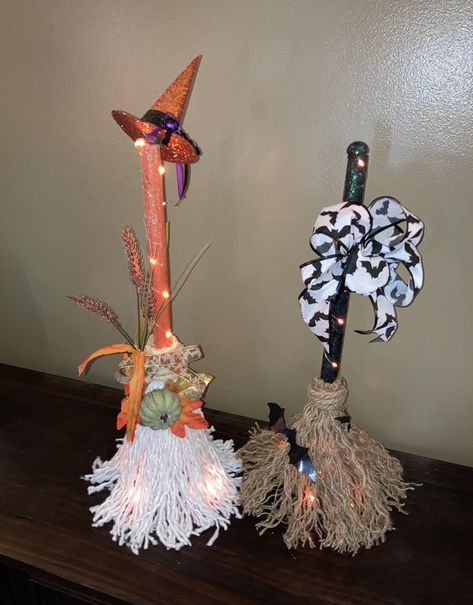 💲Dollar Tree Fanatics Crafts & Decor💲 | Just finished some of my Witches 🧙 | Facebook Witch Ran Into Tree Diy, Dollar Tree Witches Broom, Witches Broom Diy, Diy Witches, Witches Brooms, Witch Dolls, Halloween Witch Dolls, Witches Broom, Halloween Wood Crafts