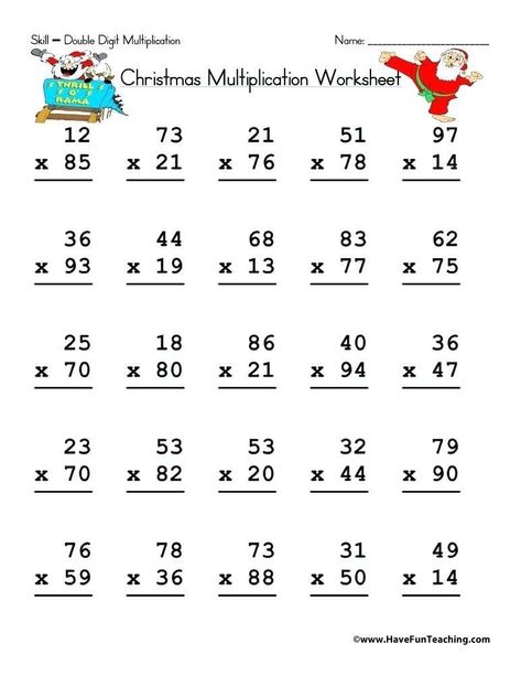 multiplication worksheets double digit Christmas Multiplication Worksheets, Two Digit Multiplication, Christmas Multiplication, Math Doubles, Double Digit Multiplication, Printable Multiplication Worksheets, Math Multiplication Worksheets, Multiplication Worksheet, Math Fact Worksheets